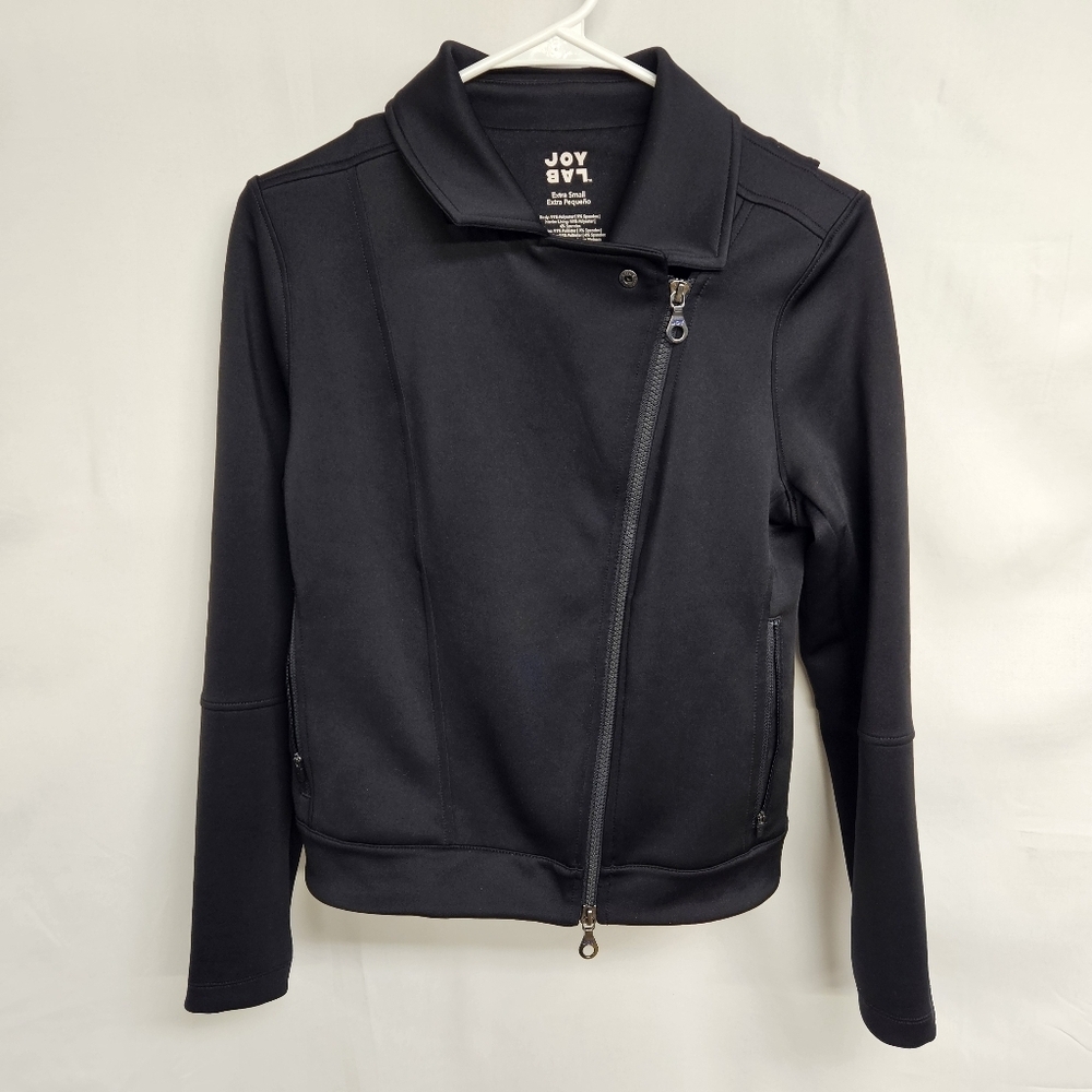 Joy Lab black slant-zip polyester knit biker jacket - womens XSmall - Picture 3 of 9